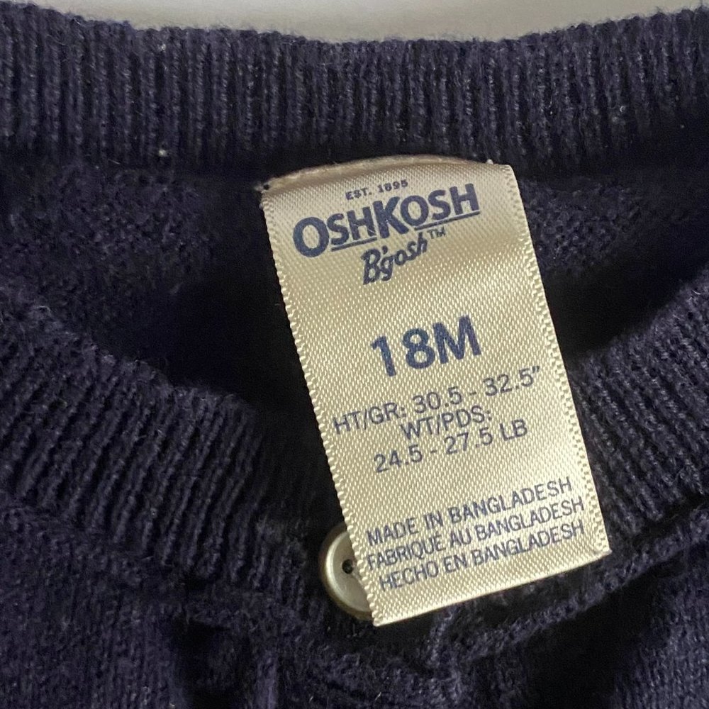 OshKosh B'Gosh Navy Blue Baby Girl 18 Months Hi-Low Cardigan Sweater - Picture 7 of 7